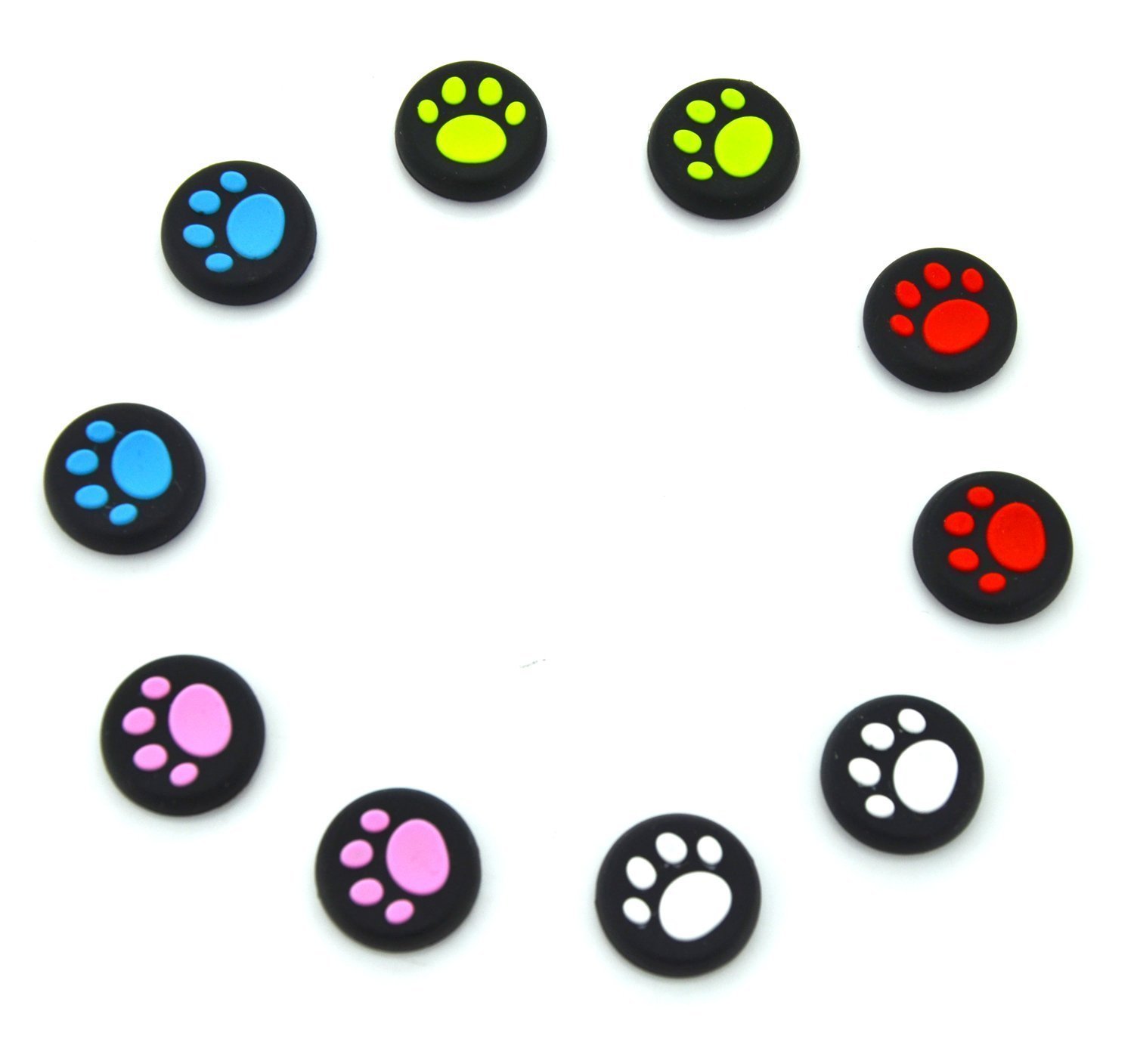 Analog Silicone Thumb Stick Grips Cap Joystick ThumbSticks Caps Cover for PS4 PS3 Xbox One Xbox 360 PS2 Game Controllers (4 x Red Cat Dog Paw)