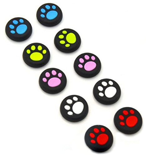 Analog Silicone Thumb Stick Grips Cap Joystick ThumbSticks Caps Cover for PS4 PS3 Xbox One Xbox 360 PS2 Game Controllers (4 x Pink Cat Dog Paw)