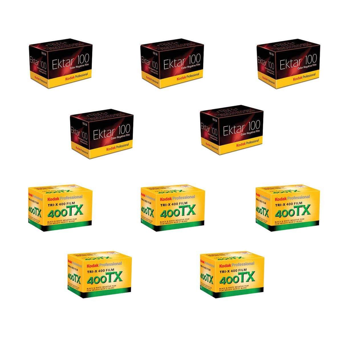 KODAK 5 x Ektar 100 Color Negative Film ISO 100, 35mm Size, 36 exp. - Bundle with 5X Tri-X Pan 400, Black & White Negative Film 35mm Size, 36 Exposure