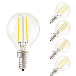 CTKcom 2W G45 Candelabra LED Bulbs Dimmable(4 Pack)- E14 Base Vintage Edison Incandescent Bulb 20W Equivalent 6000K Daylight White Bulbs for Home,Pendant Light,Sconces,Light Fixtures AC110V~130V