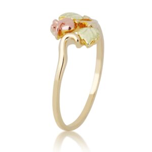 Rose Ring, 10k Yellow Gold, 12k Green and Rose Black Hills Gold Size 7.5