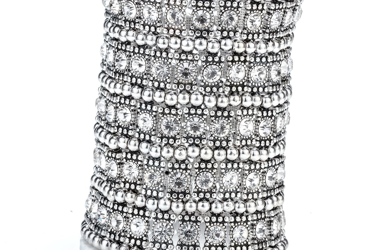 Szxc Womens Ballroom Rhinestone Stretch Cuff Bracelets Fit Wrist Circumference from 6.5" to 7.5" - Lead & Nickle Free