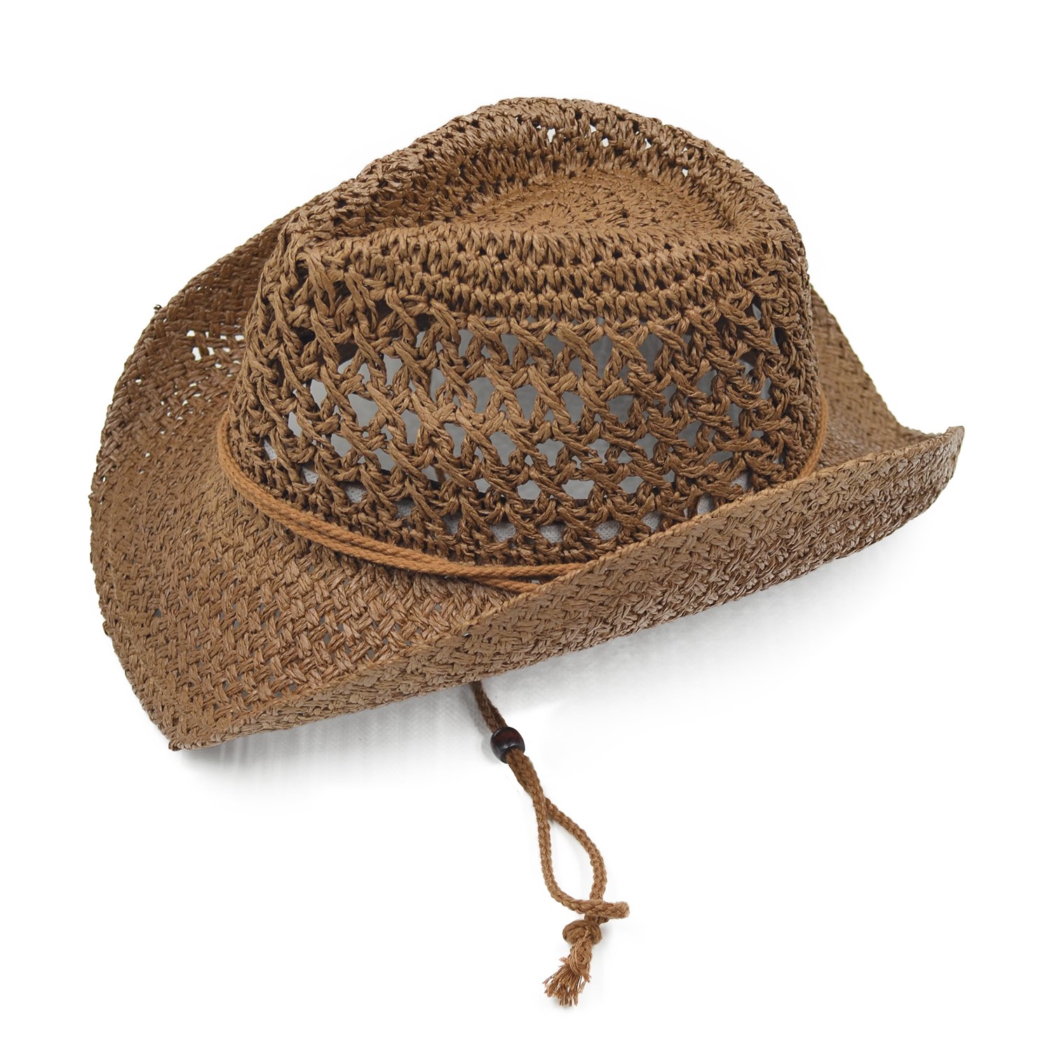 Melesh Adult Sun Straw Western Cowboy Hat (Coffee)