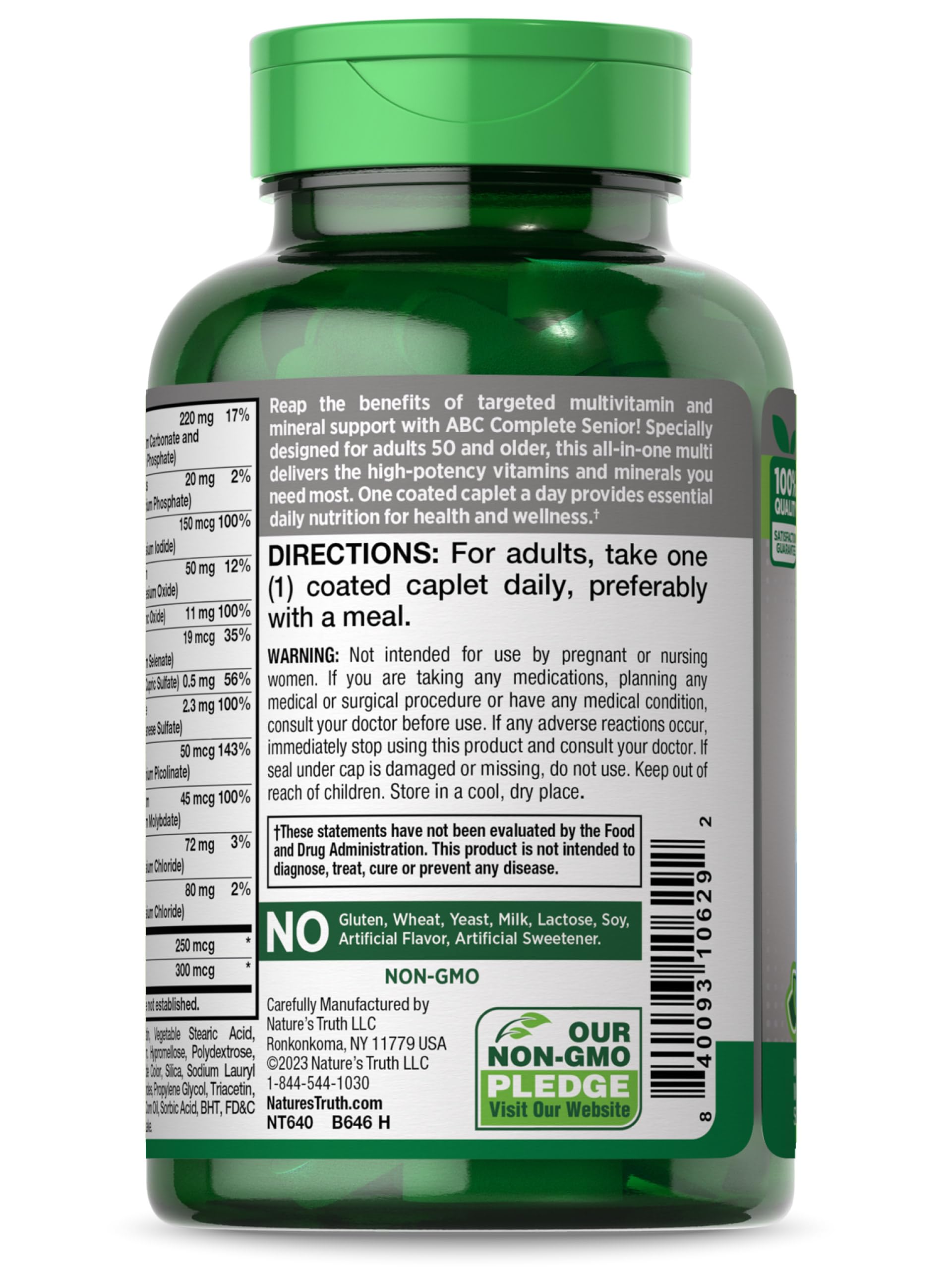 Multivitamin for Adults 50+ | Non-GMO & Gluten Free Daily Supplement | Plus Vitamin D, C, and B Vitamins | By Nature's Truth