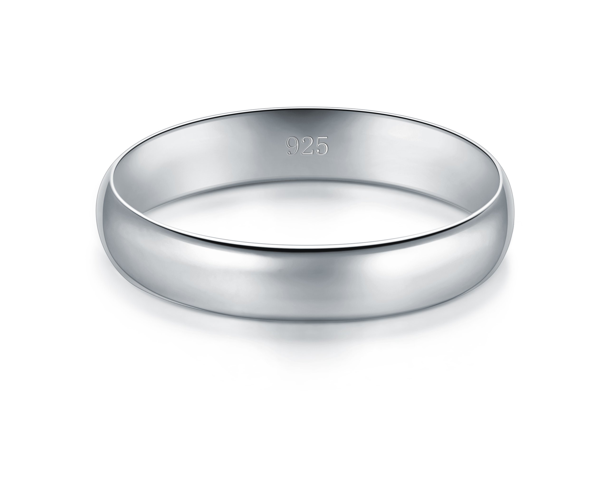 BORUO Silver Ring – 925 Pure Sterling Silver Ring - Sterling Silver Rings for Women – Elegant Silver Band Rings For Women and Men - Gifts for Special Occasions 4mm Ring Size 9