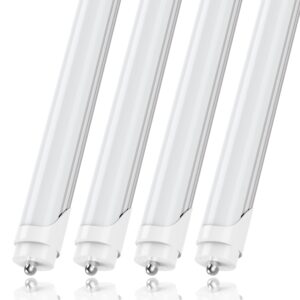 cnsunway 8ft led bulbs, 45w 5400lm 5000k, super bright, t8 t10 t12 led tube lights, fa8 single pin led lights, frosted cover, ballast bypass, fluorescent light bulbs replacement (pack of 4)