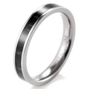 SHARDON Women's 3mm Titanium Ring with Ebony Wood Inlaid Size 7