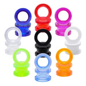 9 pairs clear uv acrylic screw doble flared ear plugs tunnels expander ear gauges piercing (gauge=00g(10mm))