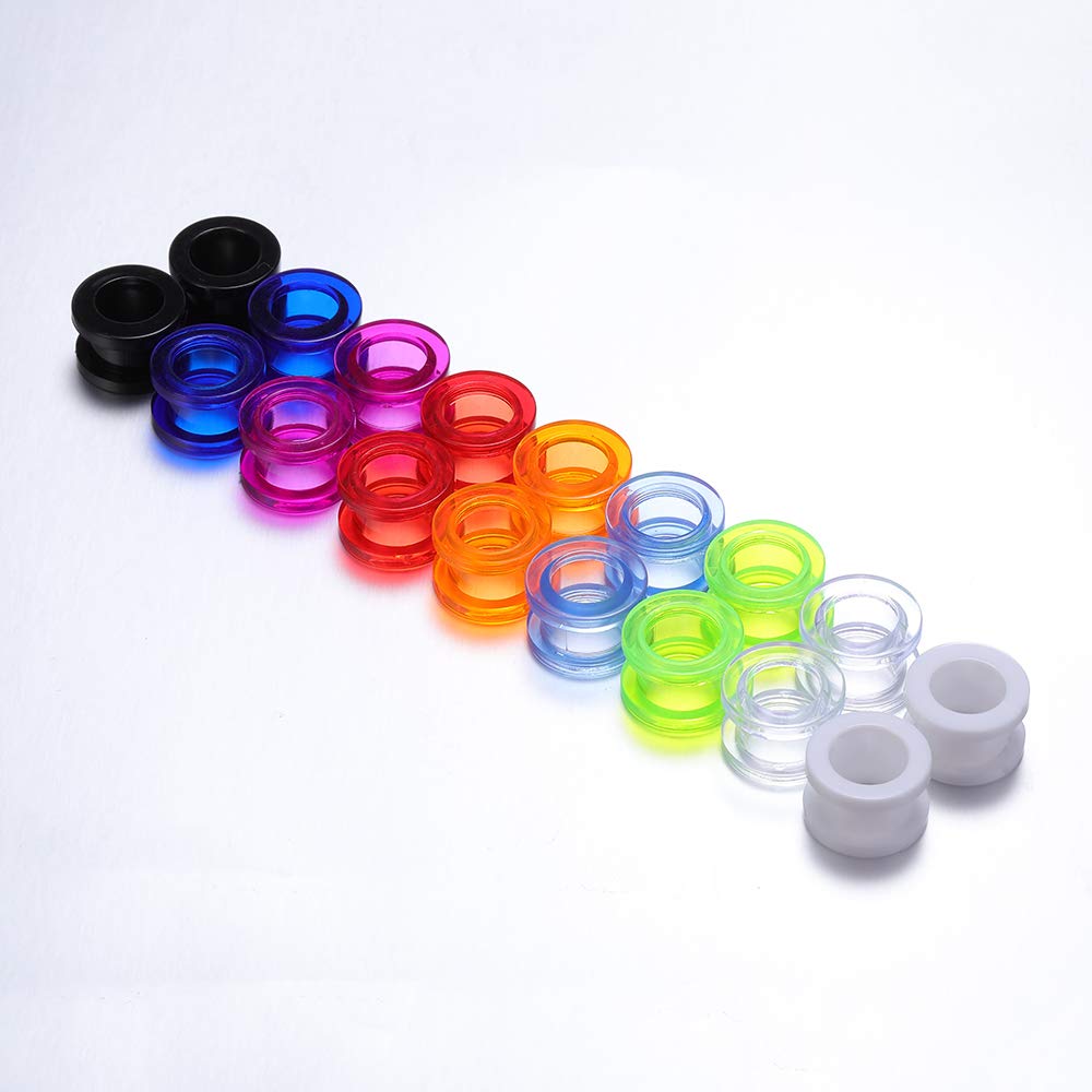 9 Pairs Clear UV Acrylic Screw Doble Flared Ear Plugs Tunnels Expander Ear Gauges Piercing (Gauge=00g(10mm))