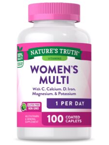 multivitamin for women | 100 caplets | non-gmo & gluten free | adult abc complete multivitamin | by nature's truth