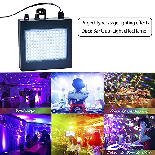 LED Stage Strobe Lights, 108 LED Super Bright Flash Strobe Lighting, Sound Control Auto Operation Strobe Speed Portable Control for DJ Christmas Party Show Club Disco Dance (White Without Remote)