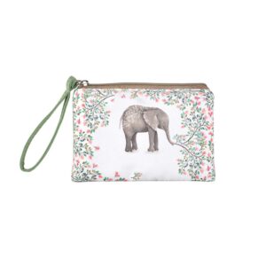 Rantanto Small Cute Cash Coin Purse, Canvas Change Purse, Kawaii Coin Pouch With Handle Christmas Gift For Women Teenager Girls (BG0001 Flower Elephant)