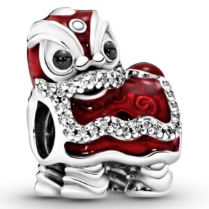 pandora chinese lion dance charm - compatible moments bracelets - jewelry for women - gift for women in your life - made with sterling silver, cubic zirconia & enamel, no gift box