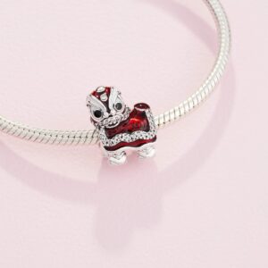 Pandora Chinese Lion Dance Charm - Compatible Moments Bracelets - Jewelry for Women - Gift for Women in Your Life - Made with Sterling Silver, Cubic Zirconia & Enamel, No Gift Box