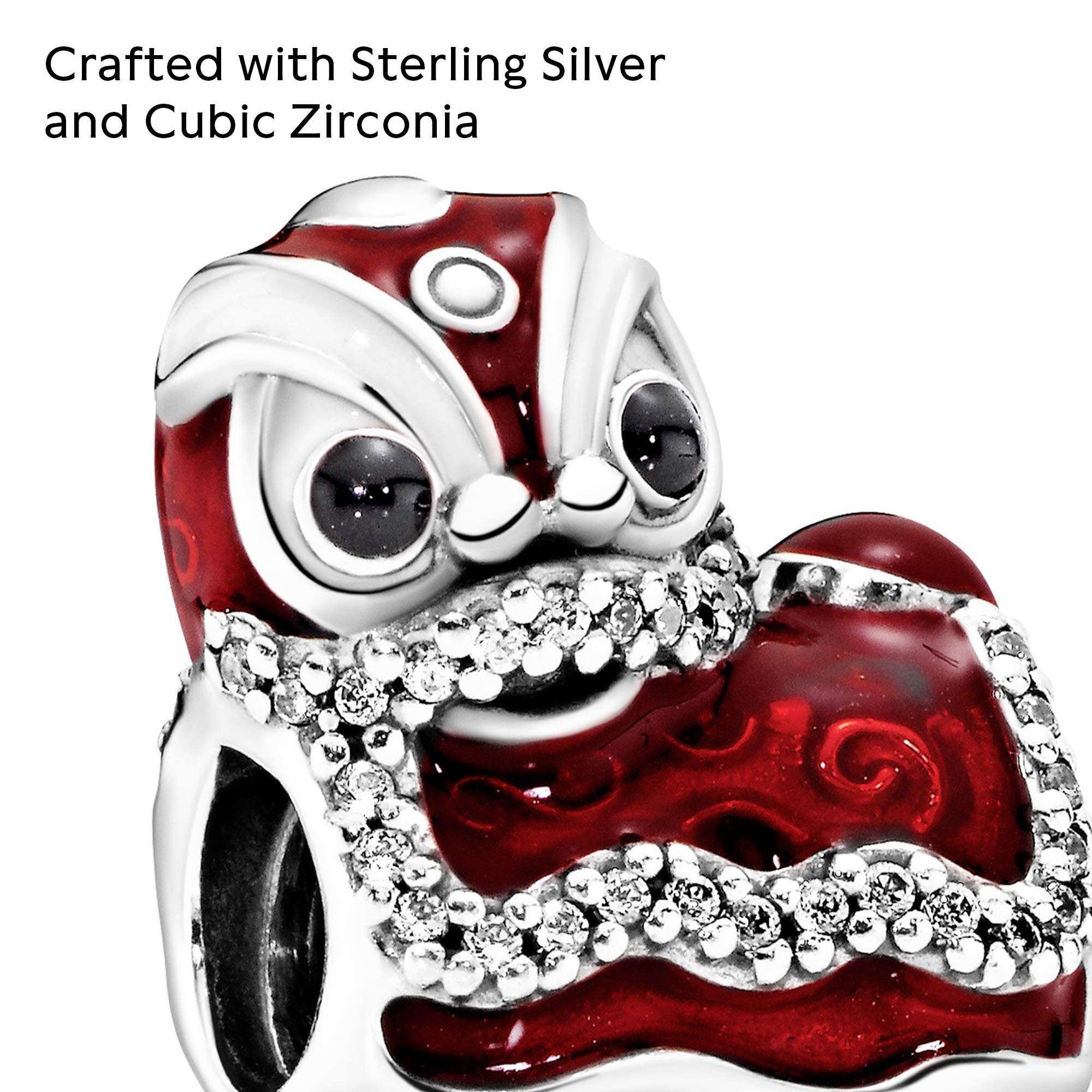 Pandora Chinese Lion Dance Charm - Compatible Moments Bracelets - Jewelry for Women - Gift for Women in Your Life - Made with Sterling Silver, Cubic Zirconia & Enamel, No Gift Box