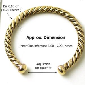 LynnAround Bronze Norse Nordic Viking Spiral Twisted Cable Bangle Cuff Bracelet Arm Ring Jewelry (6 Inches)