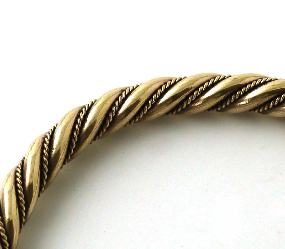 LynnAround Bronze Norse Nordic Viking Spiral Twisted Cable Bangle Cuff Bracelet Arm Ring Jewelry (6 Inches)