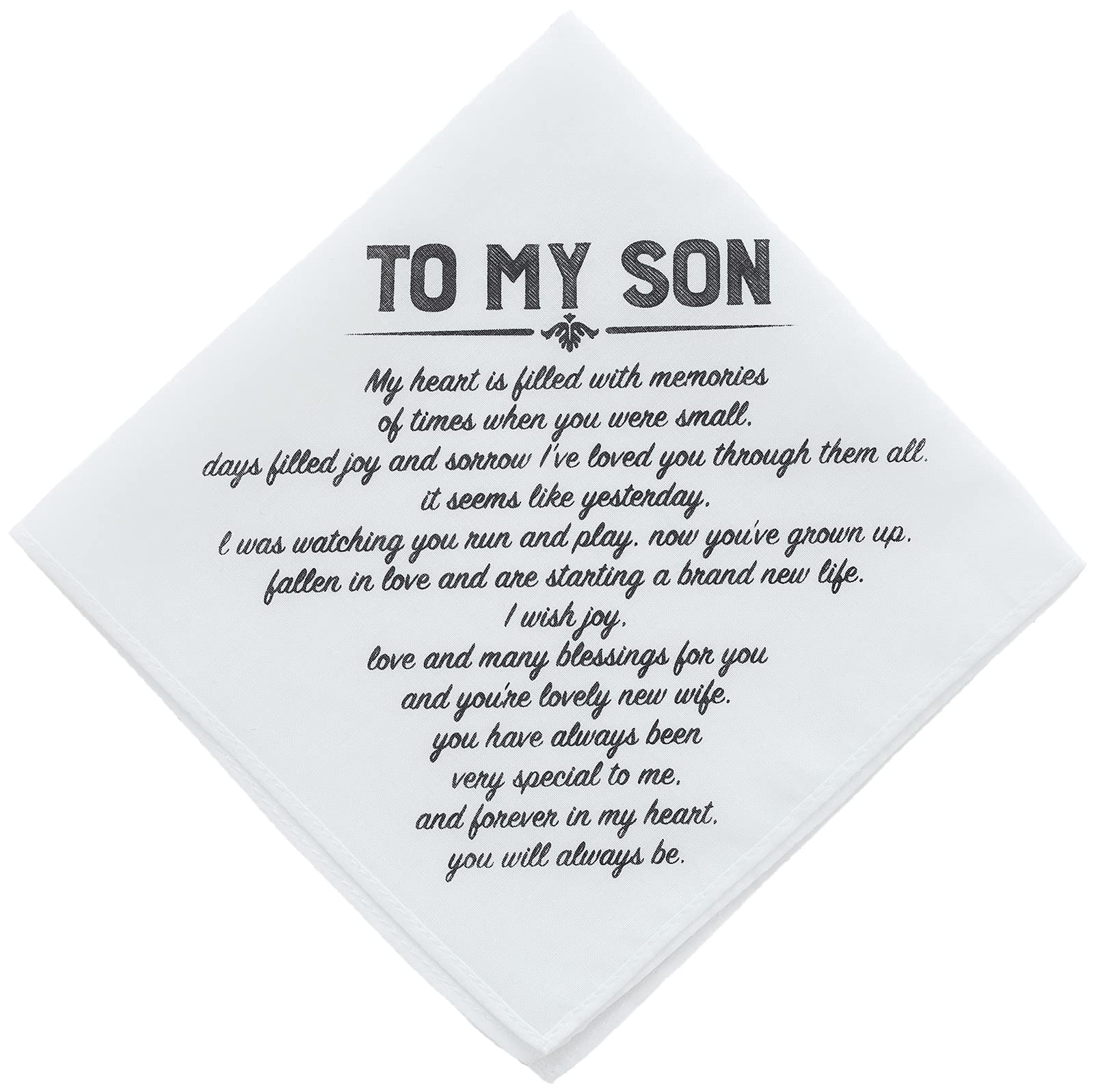 Wedding Handkerchief to My Son Gift from Mom or Dad, White Handkerchiefs from Parents in Wedding Keepsake For Perfect Moments