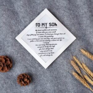 Wedding Handkerchief to My Son Gift from Mom or Dad, White Handkerchiefs from Parents in Wedding Keepsake For Perfect Moments