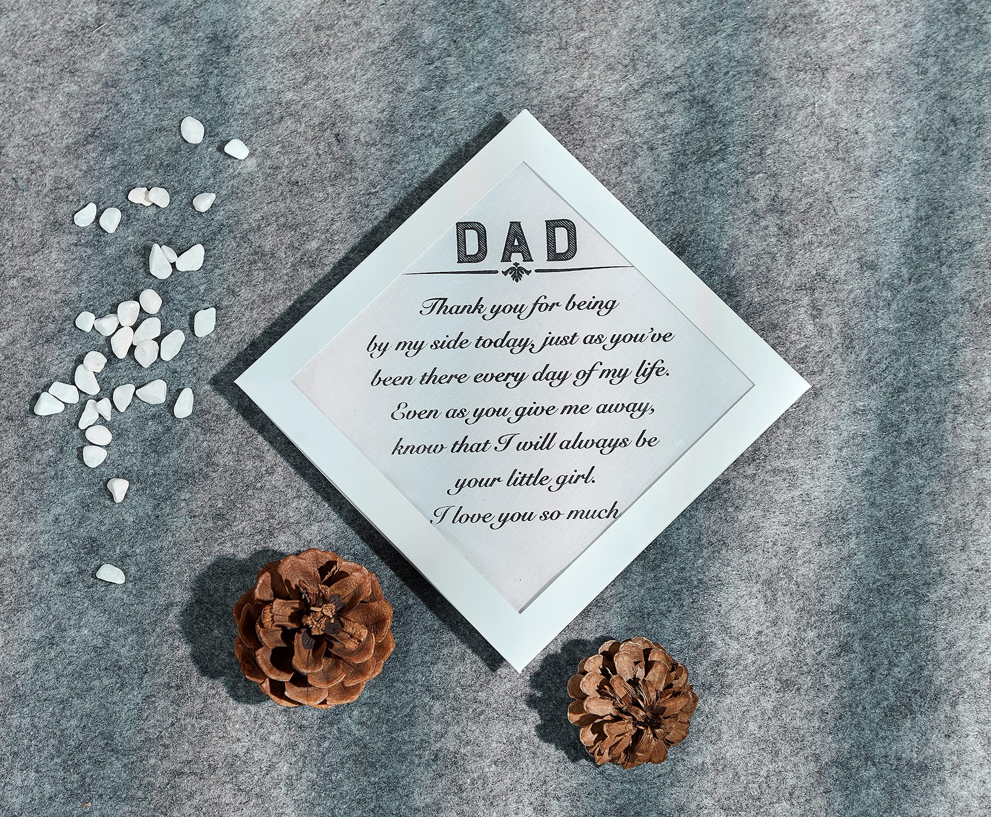 Father Of The Bride Handkerchief Gifts To Dad Wedding Gift From Daughter, White Handkerchiefs For Bridal's Father, Wedding Keepsake For Perfect Moments