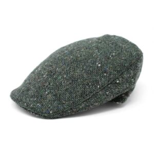 Authentic Irish Tweed Green Fleck Donegal Touring Cap, Made in Ireland, Large