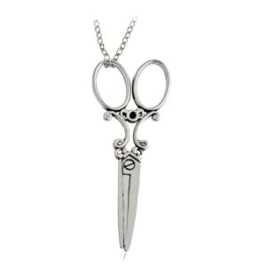 meiligo® fashion woman hairdresser scissors comb stylist pendant chain necklace (silver-2)