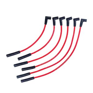 A-Team Performance - 8.0 mm Red Silicone Spark Plug Straight Boot 6 Wires, - Coil-in-Cap HEI Design System - Compatible With AMC/JEEP 199, 232, 252, 258, 282