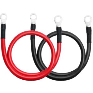 lotfancy 6 awg wire, 6 guage 20inch red + 20inch black tinned copper battery cables with 3/8" lugs for automotive marine solar atv rv mower motorcycle