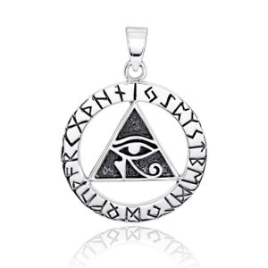 WithLoveSilver 925 Sterling Silver Pyramid Ancient Egyptian Eye of Horus Symbol of Protection Pendant