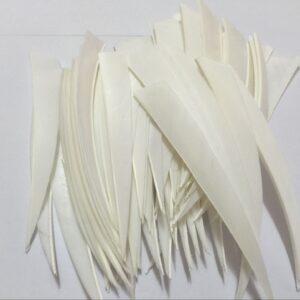 JIEXI HWYP Archery Fletches 5" Turkey Feather Shielded Shape Pack of 100 (White, Left Wing)