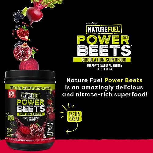 Nature Fuel Power Beets Powder, Delicious Acai Berry Pomegranate, Concentrated Superfood Supplement, Supports Circulation, Natural Energy & Stamina, Non-GMO, 60 Servings