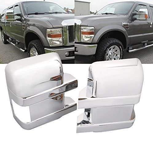 Chrome Side Door Full Towing Mirror Add-on Style Cover Trims Compatible with Ford F250 F350 F450 Super Duty 2008-2016