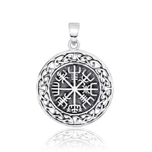 withlovesilver solid 925 sterling silver vegvisir talisman celtic viking protection pendant