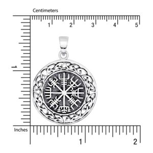 WithLoveSilver Solid 925 Sterling Silver Vegvisir Talisman Celtic Viking Protection Pendant