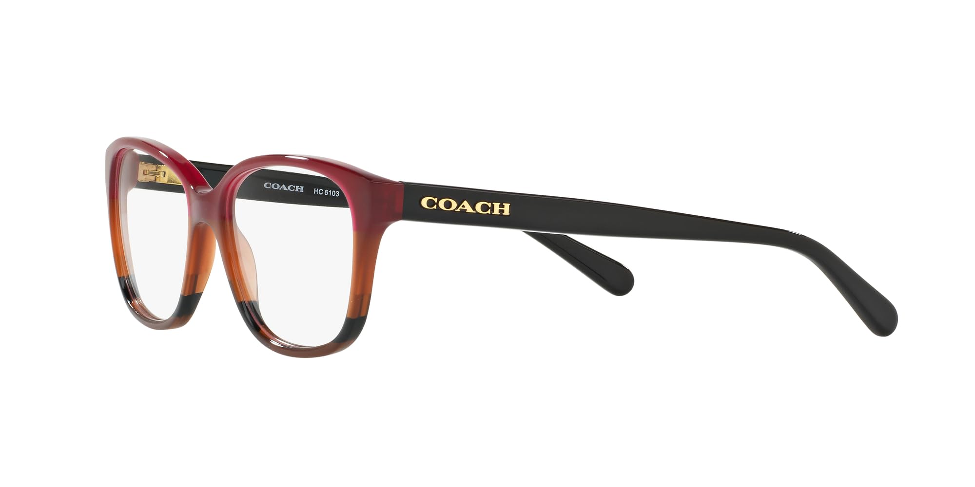 Coach HC6103 Prescription Eyewear Frames, Burgundy Tortoise Gradient/Demo Lens, 54 mm