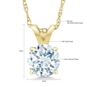 Gem Stone King 14K White Gold 6MM Round Gemstone Birthstone 4-Prong Pendant Necklace | Gold Necklace For Women | With 18 Inch Gold Chain