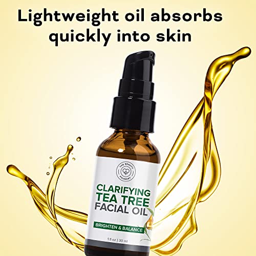 Beauty Foundry Clarifying Tea Tree Facial Oil, Targets Acne and Uneven Skin Tone, Antioxidant-Rich Beauty Oil, 1-fl oz/30ml (1 Pack)