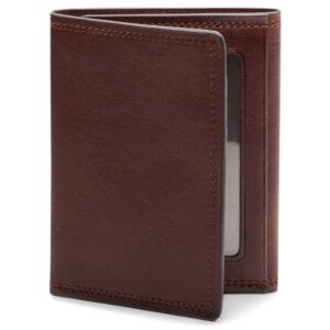 Bosca Men's Wallet, Dolce Leather Double I.D. Tri Fold Wallet with RFID Blocking, Dark Brown