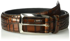 stacy adams men's ozzie croc embossed belt, cognac, 38