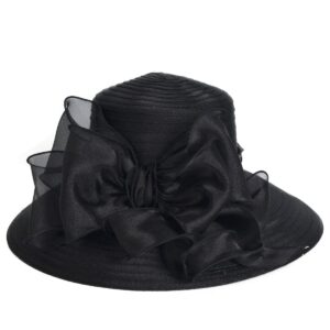 VECRY Womens Dressy Church Baptism Wedding Derby Hat (Black),M(56-58cm)