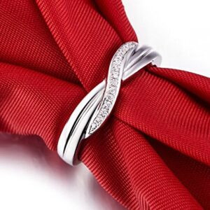 THREE MAN Sterling Silver Wedding Band Ring for Women X Style Brief Design 925 Silver (6)