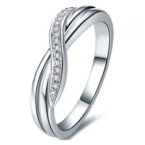 THREE MAN Sterling Silver Wedding Band Ring for Women X Style Brief Design 925 Silver (6)