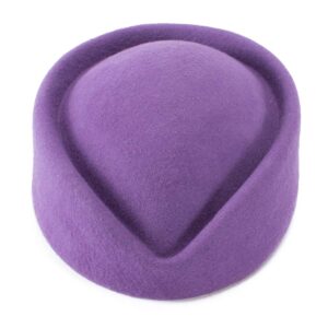 Wool Stewardess Air Hostesses Pillbox Hat Millinery Teardrop Fascinator Base A040 (Purple)