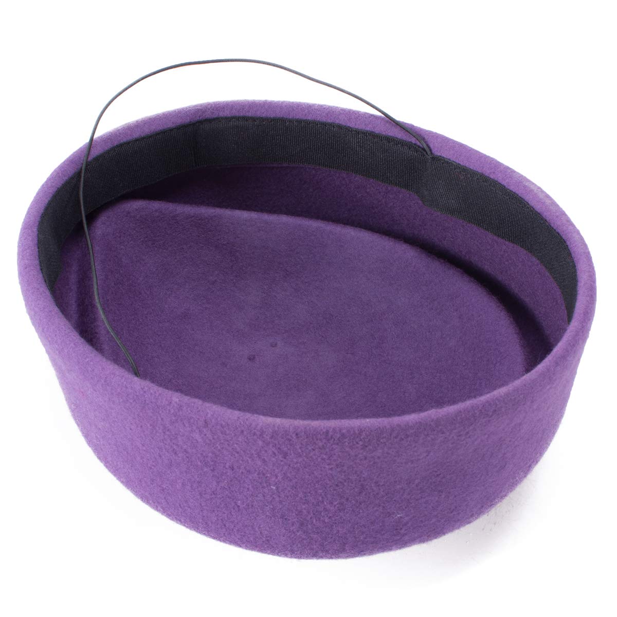 Wool Stewardess Air Hostesses Pillbox Hat Millinery Teardrop Fascinator Base A040 (Purple)