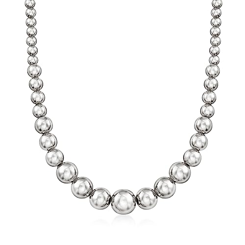 Ross-Simons Italian 6-14mm Sterling Silver Bead Graduated Necklace. 18 inches