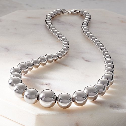 Ross-Simons Italian 6-14mm Sterling Silver Bead Graduated Necklace. 18 inches