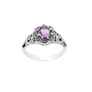 Gemondo Marcasite Ring, Sterling Silver 0.65ct Amethyst & Marcasite Ring