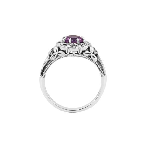 Gemondo Marcasite Ring, Sterling Silver 0.65ct Amethyst & Marcasite Ring