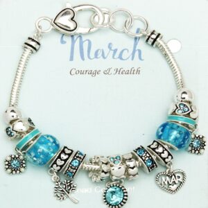 Falari Birthstone Bracelet Multi-Color Charm Beads Silvertone March OB07234-MAR