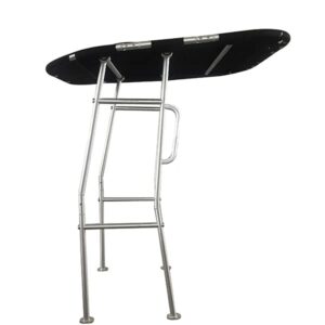 dolphin pro e economic t-top fishing boat tower, black canopy,1.5" brushed anodized 6063 aluminum tubing, canopy fits center consoles up to 43 inches wide, marine grade viii, uv resist acrylic cover